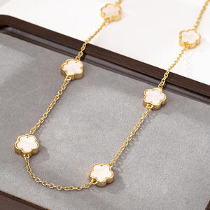 قلادة البرسيم ذو الخمس أوراق للنساء، مجوهرات فاخرة عالية الجودة لا تبهت، إكسسوار حظ سعيد، قلادة رقيقة للسترات - Product Image 4