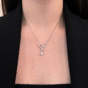 Dylam Stylish 925 Sterling Silver Rhodium Plated Link Chain 5A Cubic Zirconia VVS1 <b>D</b> Color Moissanite Snake Pendant <b>Necklaces</b> - Product Image 3