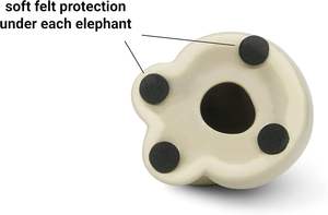 زوج محب من الفيلة باللون البيج و الرمادي-تمثال سيراميك حديث-تمثال كمجموعة - Product Image 3