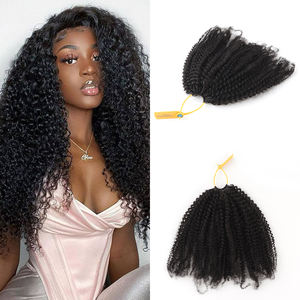 Atacado Cheveux Naturel Invisible <span class=keywords><strong>String</strong></span> Design Pré Looped Crochet Cabelo Humano Afro Kinky Curly Penas Crochet Extensão Do Cabelo - Product Image 1