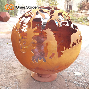 แฮนด์เมดกลางแจ้ง Corten เหล็กสวนบอลหลุมไฟ - Product Image 6