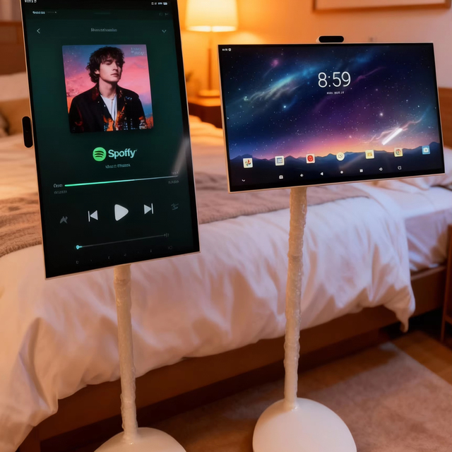 32 Inch LED Standing Portable Monitor with Full HD 1080p/USB-C Ports White 60Hz for Home Theater & Office Collaboration