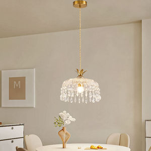 Lustre Rétro Français en Cristal, Source Lumineuse LED Ronde E26, Luminaire Simple pour Entrée et Couloir - Product Image 4