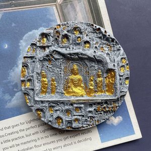 Imán con Estatua de Buda de las Cavernas de Longmen, Recuerdo Cultural Creativo, Imán para Refrigerador, Decoración Artística, Regalo - Product Image 1