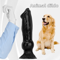 Dispositif de masturbation féminine réaliste en forme de pénis de chien noir, dilatateur anal en PVC, plug anal, pour expansion anale, pour usage sexuel.