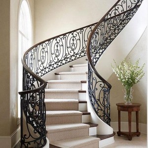 Rampe d'escalier en fer forgé de style européen, durable, pour escalier en colimaçon intérieur, pour l'intérieur de villa - Product Image 2