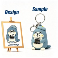 Porte-clés figurine mini Otter Directeur Mignon, pendentif figurine de dessin animé 3D en PVC, Otter de mer bleu Kawaii, Clap de cinéma, Unisexe, Personnalisé OEM