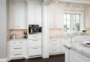 Canada Various <strong>Millwork</strong> Modern White Solid Wood Kitchen With Large Quartz Island Customized Kitchen <strong>Cabinet</strong> - Product Image 5