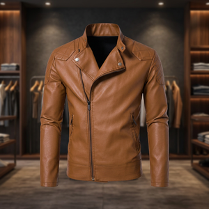 2026 New Unisex Spring Formal Motorcycle Windproof Bomber <b>Jacket</b> Canvas Genuine Leather Coated <b>Thin</b> Loose Washed - Product Image 3