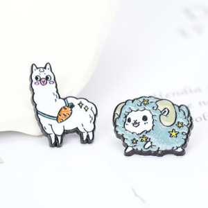 Nuova Spilla a Forma di Alpaca, Leone e Tartaruga in Stile Cartone Animato, Decorazione per Borse Bambini, con Glitter e Smalto, Spilla da Bavero - Product Image 6