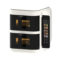Friteuse à air double 11L, four de cuisson à deux zones, 2800W haute puissance, 10 programmes, friteuse sans huile à ondes d'air, double compartiment, fenêtre visible