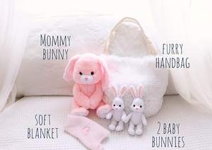 ชุดของเล่นกระต่ายยัดไส้กระเป๋าขนยาวสำหรับแม่พร้อมผ้าห่มของเล่นกระต่าย2ชิ้น - Product Image 6