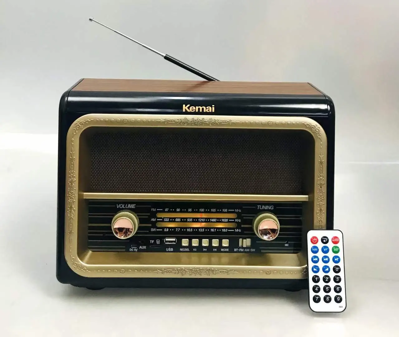 Rádio kemai, MD-1911BT fm am sw 3 band retrô vintage rádio de madeira com usb sd tf mp3 player