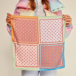 Modern Patchwork <b>Micro</b>-Pattern Bandana Small Square Silk Feel Neck Scarf Fashion Polyester Satin <b>Machine</b> Hemmed - Product Image 1