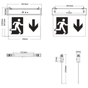 Lampe de secours LED Vito avec flèche directionnelle vers le bas, 2W, 6500K, lumière froide - Product Image 2