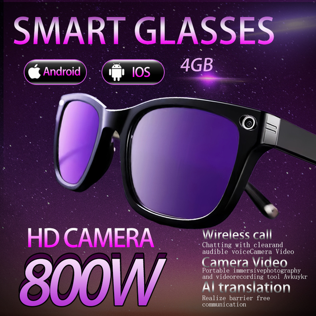 Xuanzhi 800W AI Smart Glasses with AI Camera Translation Voice Control WiFi HD1200P Video IPX8 Waterproof Titanium Frame