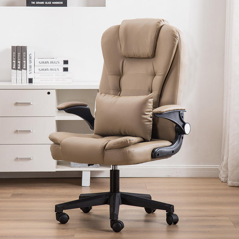 Swivel Back Support Mesh Soft boss Meeting Black Leather Office Chair with Lumbar Pillow