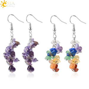 <span class=keywords><strong>Boucles</strong></span> <span class=keywords><strong>d</strong></span>'<span class=keywords><strong>oreilles</strong></span> pendantes en cristal de pierre naturelle CSJA, <span class=keywords><strong>7</strong></span> <span class=keywords><strong>chakras</strong></span>, perles irrégulières, pour femmes, G458 - Product Image 3