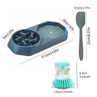 Yuye Bol de Mangeoire Lente 2-en-1 Étanche Sans BPA avec Tapis de Léchage en Caoutchouc pour Nourriture Sèche et Humide, Double Gamelle en Plastique pour Chien