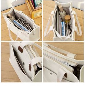 2025 Square 16oz Heavy Duty <b>Canvas</b> Two <b>Pack</b> Option Tote Sling Shoulder Tote <b>Canvas</b> Shopping Bag Women Handbags Zipper - Product Image 3