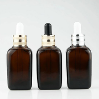 Harga pabrik persegi 10ml 20ml 30ml 50ml 100ml Amber kosong botol parfum kaca Serum Wajah botol kaca dengan tutup penetes karet