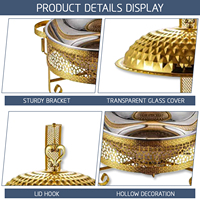 YITIAN Fournitures d'usine : Réchauds de buffet en acier inoxydable doré avec décorations diamantées et couvercle suspendu pour hôtels