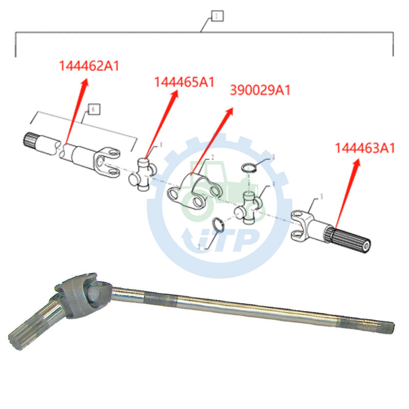 Backhoe Front Axle Shaft 144461A1, 570LXT, 580M, Suitable for Case