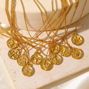 Collier <span class=keywords><strong>Horoscope</strong></span> zodiaque <span class=keywords><strong>chinois</strong></span> en acier inoxydable Collier pendentif médaillon pièce ronde 12 animaux Cadeau d'anniversaire astrologie - Product Image 4