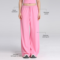 Pantalones de Yoga de Pierna Ancha con Bolsillos Laterales Profundos, Cintura Alta, Elásticos, Transpirables, de Color Sólido, con Logotipo Personalizado para Mujer