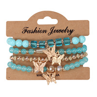 Ensemble de bracelets bohèmes multicouches à la mode, colorés, géométriques, en bois, perles, diamants, agate, turquoise, cadeau religieux