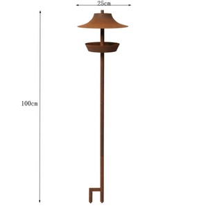 Support de mangeoire à oiseaux sur pied personnalisé, alimentation ouverte, design artistique moderne robuste en acier Corten, station d'alimentation pour oiseaux - Product Image 6
