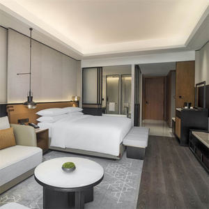 Ensemble de meubles de chambre d'hôtel de luxe moderne 5 étoiles : lit Queen/King à cadre en bois, canapé, table basse, armoire pour appartement complet - Product Image 3