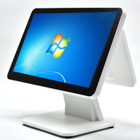 JJPOS JJ-K2B Caisse enregistreuse tactile double écran 15,6 pouces Windows/Android blanche pour supermarché, tablette POS Bluetooth/Wi-Fi 6