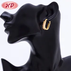Позолоченные серьги-кольца с фианитом Cz Huggie, серьги-кольца для женщин, оптовая продажа
