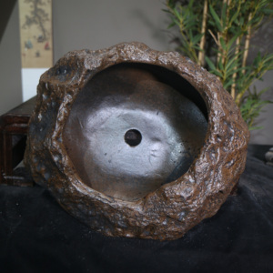 Pot à bonsaï en céramique fait main, forme unique, cuite au bois, pour cour - Product Image 4
