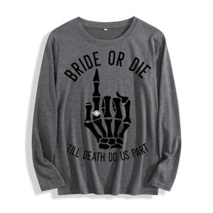 Camiseta <span class=keywords><strong>de</strong></span> manga larga <span class=keywords><strong>de</strong></span> tela suave "Bride or Die Skeleton Hand Graphic" multicolor - Product Image 2