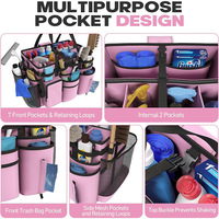 Sac de rangement professionnel rose personnalisé avec roulettes, détachable, grand format, pour le nettoyage domestique