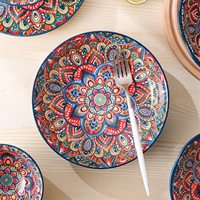 Ensemble de vaisselle de la collection de dîner en céramique multicolore vibrante avec bols et assiettes pour repas