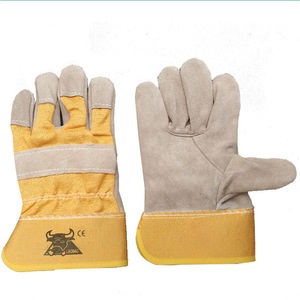 Welding <b>Gloves</b> Cowhide Leather Yellow Canvas Heat Resistant For Mechanical Manufacturing Stick Welding - Product Image 2