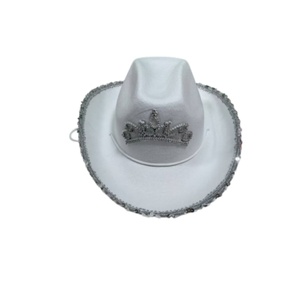 <span class=keywords><strong>Sombrero</strong></span> de <span class=keywords><strong>Vaquero</strong></span> con Corona de <span class=keywords><strong>Princesa</strong></span>, Borde con Lentejuelas Brillantes, Estilo Occidental, para Navidad, Halloween y Eventos de Disfraces - Product Image 4