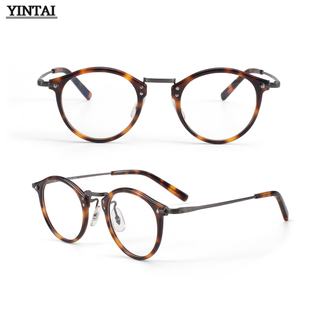 2025 High-quality Acetic Acid Optical Classic Circular Carving Retro Pattern Men's Optical Eyeglass Frame Titanium Frame