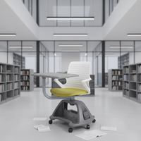 Chaise et pupitre de classe populaires avec roulettes, base trépied Node, chaises et pupitres pour l'université