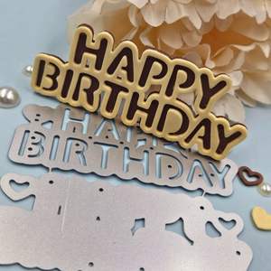 Troqueles de Metal de Feliz Cumpleaños de Venta caliente para <span class=keywords><strong>hacer</strong></span> tarjetas DIY artesanía hecha a mano inglés troquelado para álbum de recortes - Product Image 3