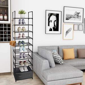 Sala de estar 10 niveles Metal Estrecho Zapatero Organizador Ahorro de espacio <span class=keywords><strong>vertical</strong></span> Zapatero Soporte - Product Image 4