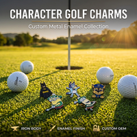 Marqueur de balle de golf PRIMUS GOLF en métal émaillé souple, forme de personnage de dessin animé, logo personnalisé