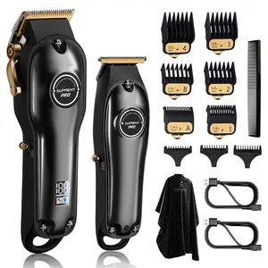 Professional rechargeable hair clipper and T-blade trimmer combo - electric hair clippers for salon with accessories