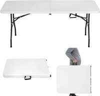 Ensemble Table Pliante Blanche en Plastique et Chaises de Haute Qualité pour 6 à 8 Personnes, Idéal pour Location en Événements de Jardin (1,80 m)