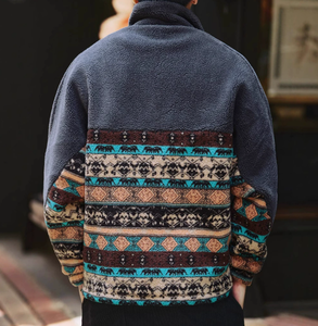 Veste en laine d'agneau rétro de haute qualité pour hommes, veste en polaire ample et épaisse pour l'automne et l'hiver - Product Image 3