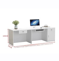Bureau d'accueil moderne et minimaliste en bois, élégant et durable, avec bande lumineuse LED, pour salon de beauté et hôtel