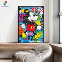 UNIART Street Graffiti Art Moderne Mickey Mini in love collage Impression sur Toile Art Mural Poster Prints Toile Peinture Art Mural